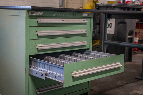 Industrial Workbench with Steel Drawers